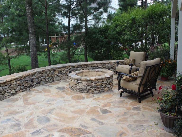 Retaining Wall with Fire Pit